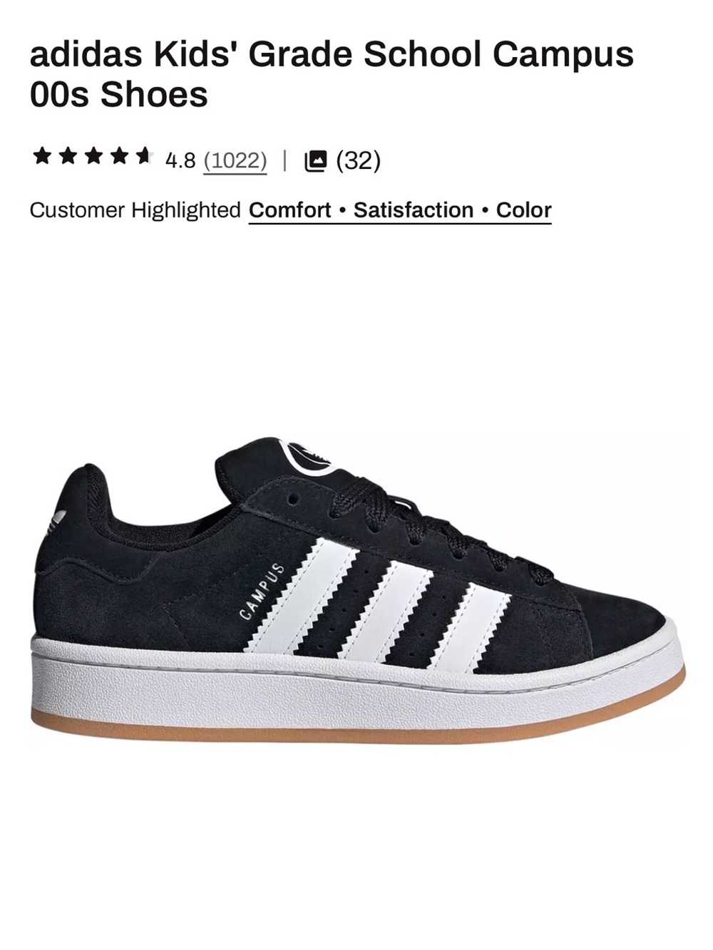 adidas Black and White Campus Low-Top Sneakers